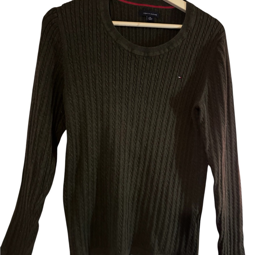 Tommy Hilfiger Olive Green Cable Knit Sweater